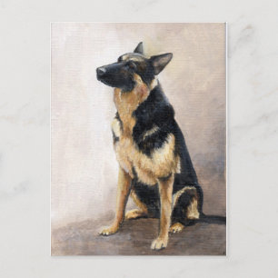 Tysk Schäferhund Originalkonst Postkort Vykort