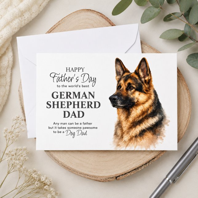 Tysk Schäferhund Pappa Fars Dag Julkort (Edit verse on back to personalize )