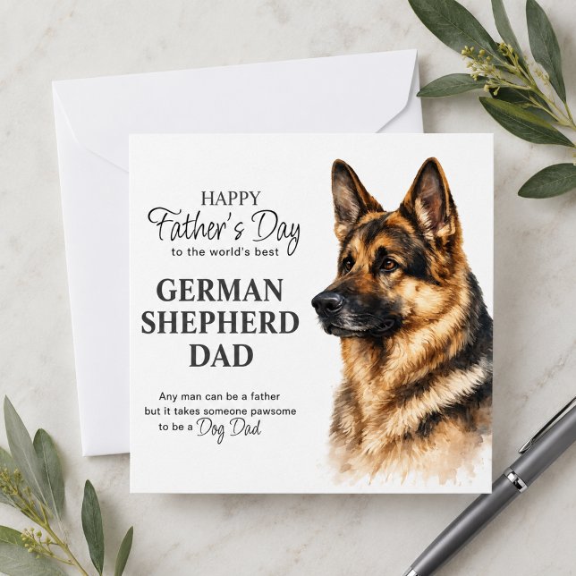 Tysk Schäferhund Pappa Fars Dag Julkort (Edit the greeting on the reverse to personalize, or change 'DAD' to something else eg Daddy)