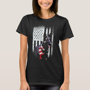 Tysk Schäferhund Patriotisk 4 juli Amerikansk Flag T Shirt