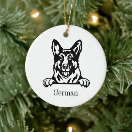 Tysk Schäferhund Personlig Husdjur Ornament, Cu  Julgransprydnad Keramik