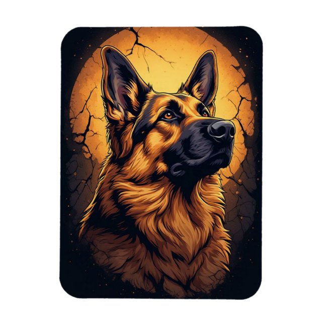 🐾 Tysk Schäferhund Porträttpresenter 🐾 Magnet (Vertikal)