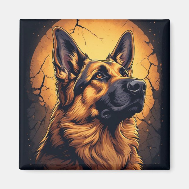 🐾 Tysk Schäferhund Porträttpresenter 🐾 Magnet (Framsidan)