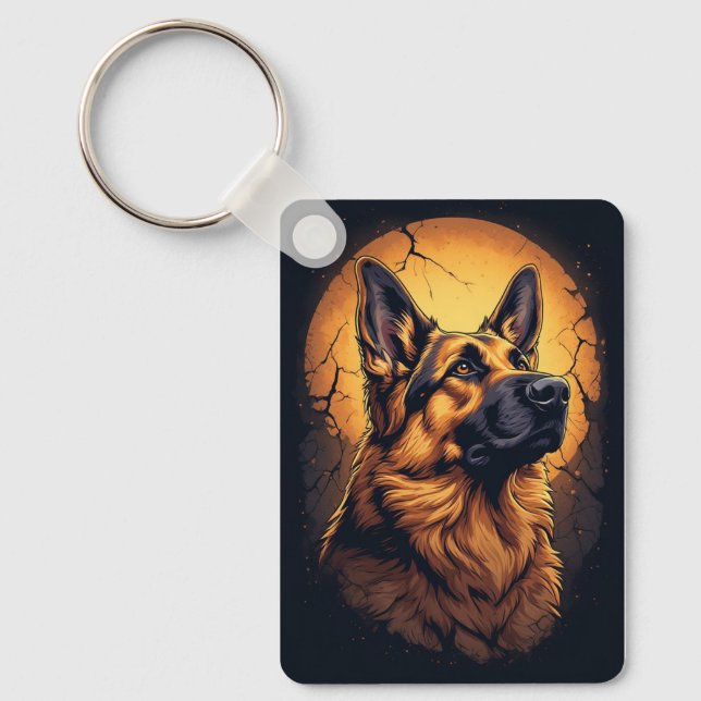 🐾 Tysk Schäferhund Porträttpresenter 🐾 Nyckelring (Framsida)