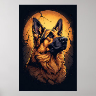 🐾 Tysk Schäferhund Porträttpresenter 🐾 Poster