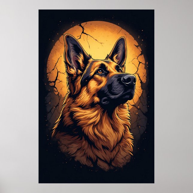 🐾 Tysk Schäferhund Porträttpresenter 🐾 Poster (Framsidan)