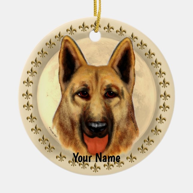 Tysk schäferhund prydnad julgransprydnad keramik (Framsidan)