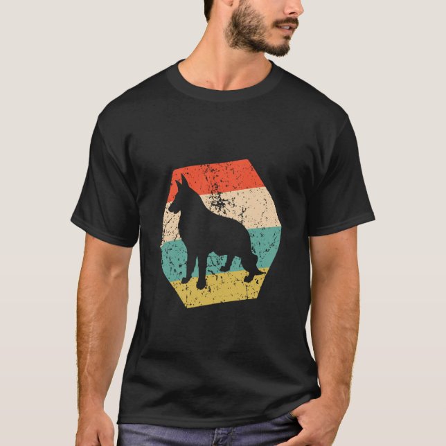 Tysk Schäferhund Retro Distressed Hexagon T Shirt (Framsida)