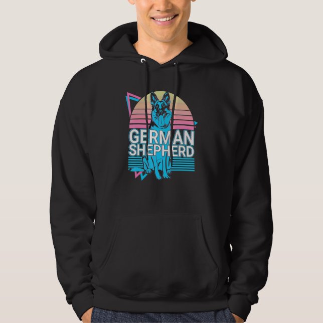 Tysk Schäferhund Retro Hoodie (Framsida)
