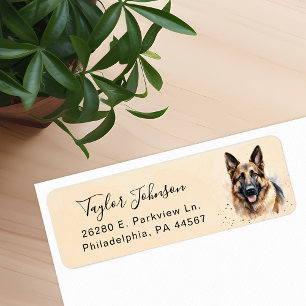 Tysk schäferhund returadressetikett returadress etikett