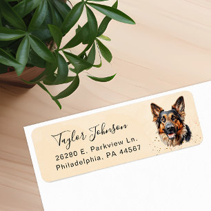Tysk schäferhund returadressetikett returadress etikett