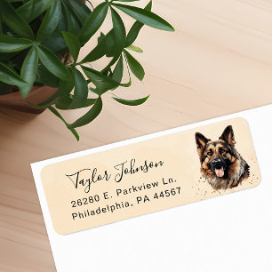 Tysk schäferhund returadressetikett returadress etikett