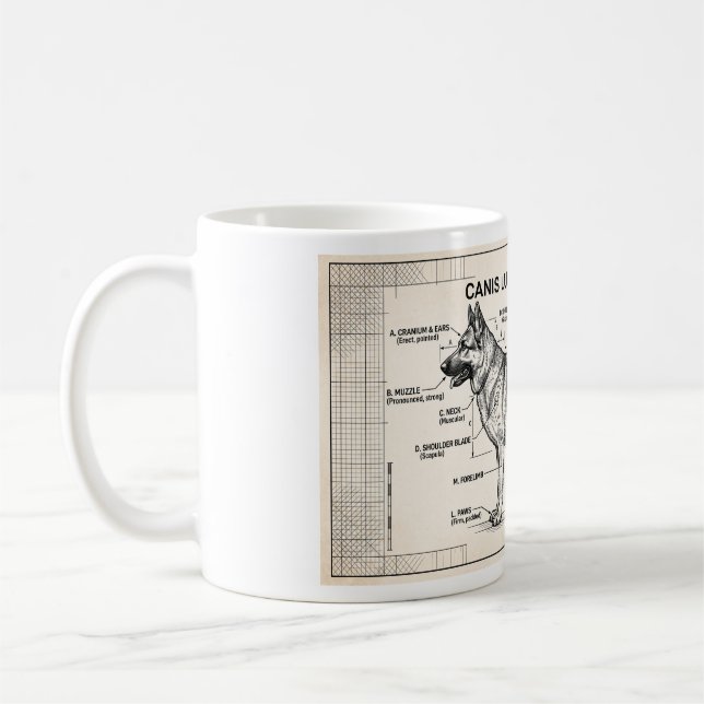 Tysk Schäferhund Ritning Kaffemugg (Vänster)