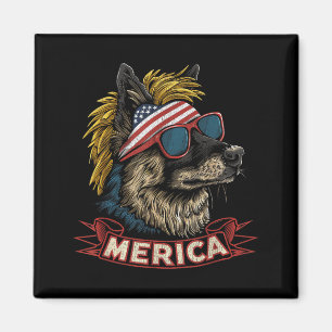 Tysk Schäferhund - Rolig 4 juli Amerikan Magnet