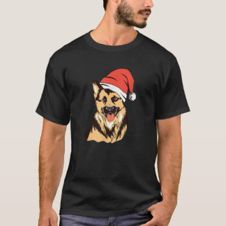 Tysk Schäferhund Santa Clause Hatt Jul Xmas Christ T Shirt