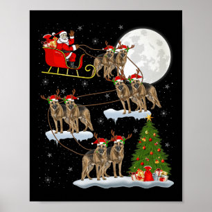 Tysk Schäferhund Santa slädar flygande rolig chri Poster