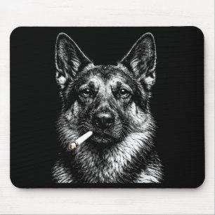 Tysk schäferhund som röker rolig gangster hund mem musmatta