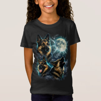 Tysk schäferhund som ylar mot månen t shirt