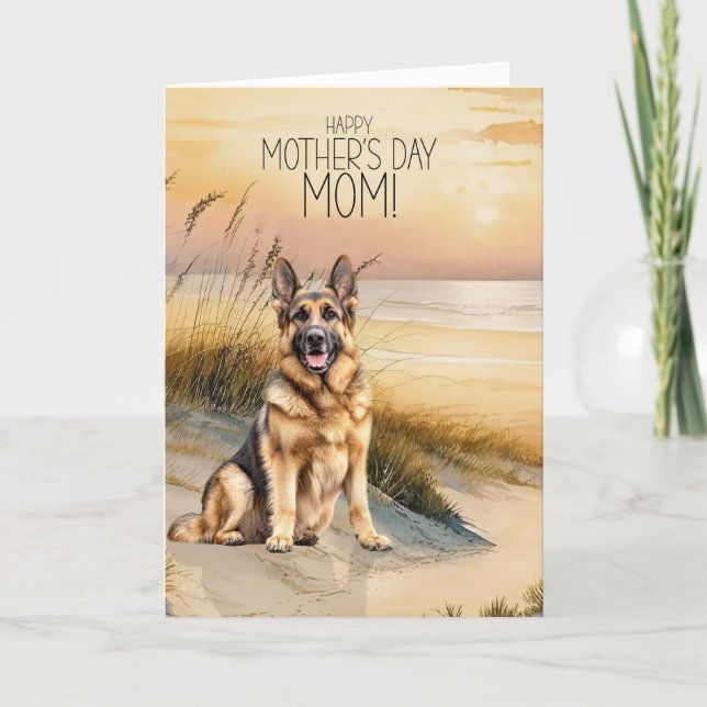 Tysk schäferhund Sunset Beach mors dag Helgkort (Framsida)