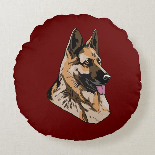 Tysk schäferhund Superbe vakthund Rund Kudde (Framsidan)