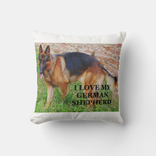 tysk-schäferhund-svart och röd kärlek w bild kudde
