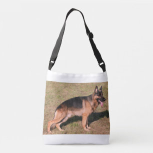 tysk schäferhund svart och tan full axelväska