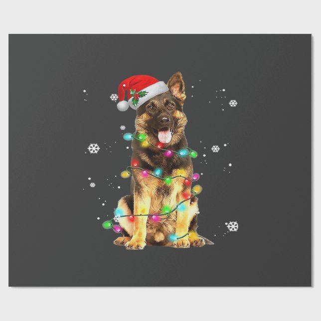 Tysk Schäferhund Träd Jul Tröja Xmas Do Presentpapper (Platt)