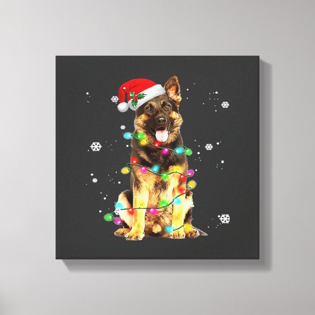 Tysk Schäferhund Träd Jul Tröja Xmas Gör Canvastryck (Framsida)