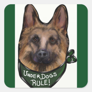 Tysk Schäferhund Underdog Fyrkantigt Klistermärke