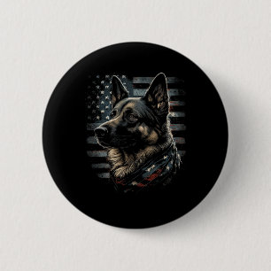 Tysk Schäferhund Usa Flagga Patriotisk Vallhund Knapp