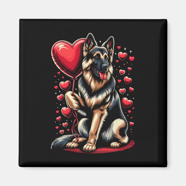 Tysk schäferhund valentin dag hundägare Välkommen Magnet (Framsidan)