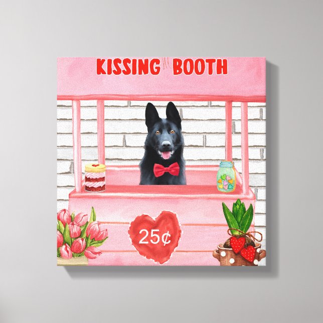 Tysk Schäferhund Valentines Day Kysskur Canvastryck (Framsida)