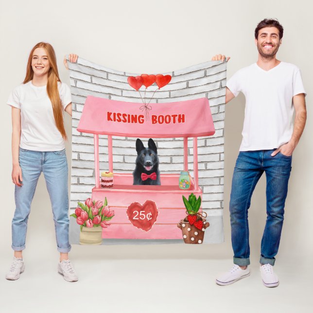 Tysk Schäferhund Valentinsdag Kysskur Fleecefilt (På plats)