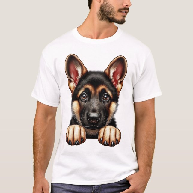 Tysk Schäferhund-valp med uttrycksfulla ögon  T Shirt (Framsida)