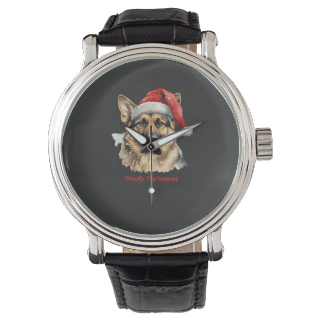 Tysk schäferhund Xmas julklappar Idéer Woof Armbandsur (Framsida)