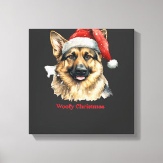 Tysk schäferhund Xmas julklappar Idéer Woof Canvastryck