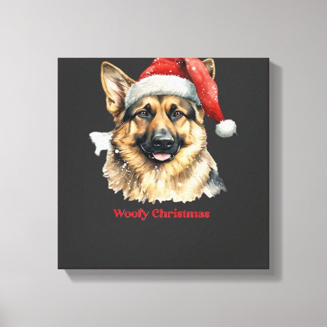 Tysk schäferhund Xmas julklappar Idéer Woof Canvastryck (Framsida)