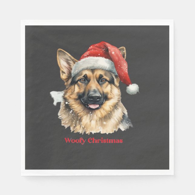 Tysk schäferhund Xmas julklappar Idéer Woof Pappersservett (Framsidan)