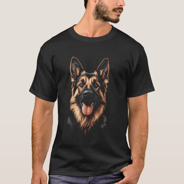Tysk schäferhunds ansikte t shirt (Framsida)