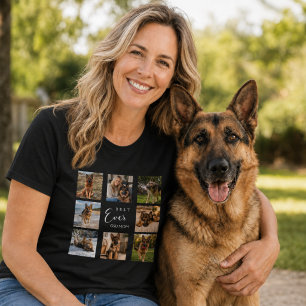 Tysk schäfermoder GSD-mamma fotokollage svart T Shirt