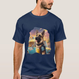 Tysk schäferpolis hund vid en glassbil t shirt