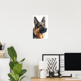 Tysk schäferporträtt akvarell poster