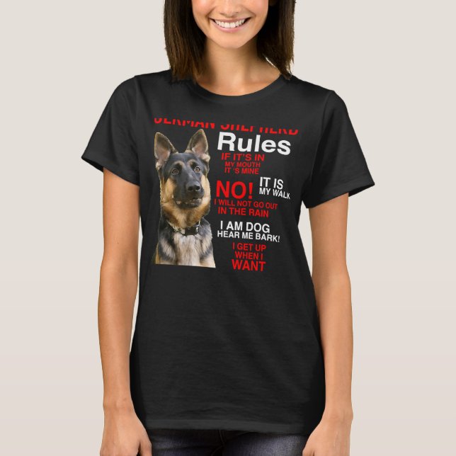 Tysk schaktherde Owner S Rule Realistic German She T Shirt (Framsida)