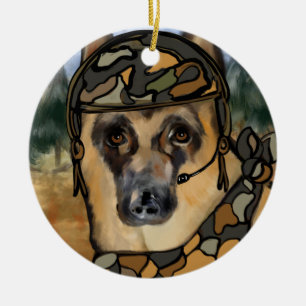 TYSK SCHEFERHUND JULGRANSPRYDNAD KERAMIK