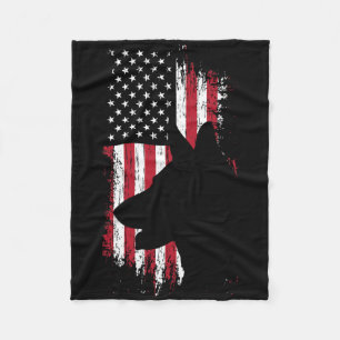 Tysk schepherd American Flagga Shirt Usa Patriotic Fleecefilt