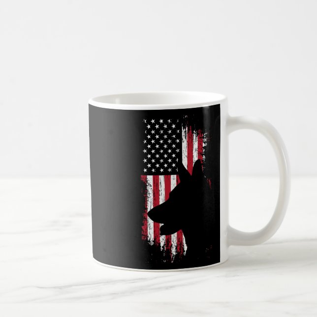 Tysk schepherd American Flagga Shirt Usa Patriotic Kaffemugg (Höger)
