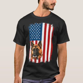 Tysk schepherd American Flagga Usa Patriotic T Shirt