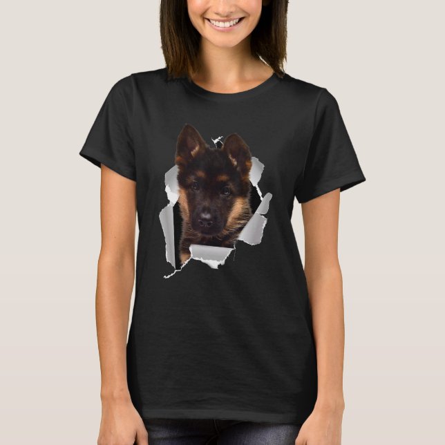 Tysk schepherd Ansikte T Shirt (Framsida)