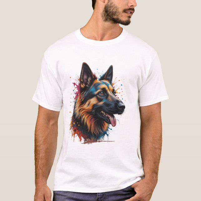 Tysk schepherd Banner Hund älskare T-Shirt (Framsida)
