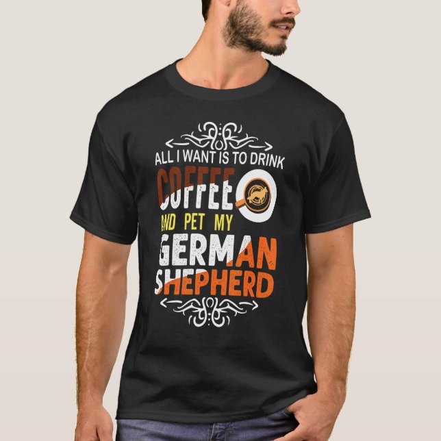 Tysk schepherd Coffee T Shirt (Framsida)